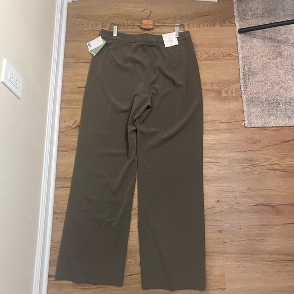 H&M Women's Wide High Waist Full Length Pants Taupe Size 14 New - Picture 8 of 9